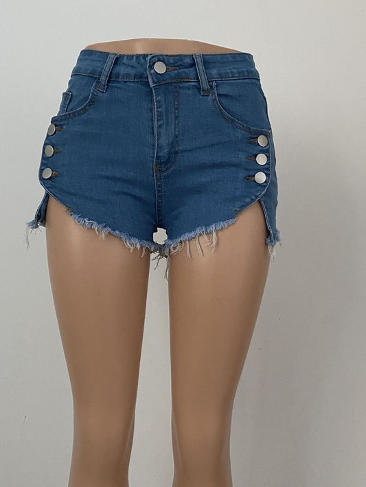 "Trendy Women's Elastic Denim Shorts"